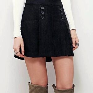 Free People Black Mini Skirt with Button Accents